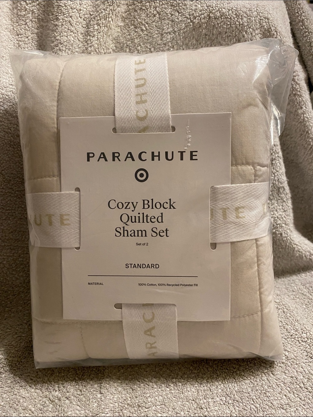 Parachute Cozy Block Quilted Sham Set - Cream